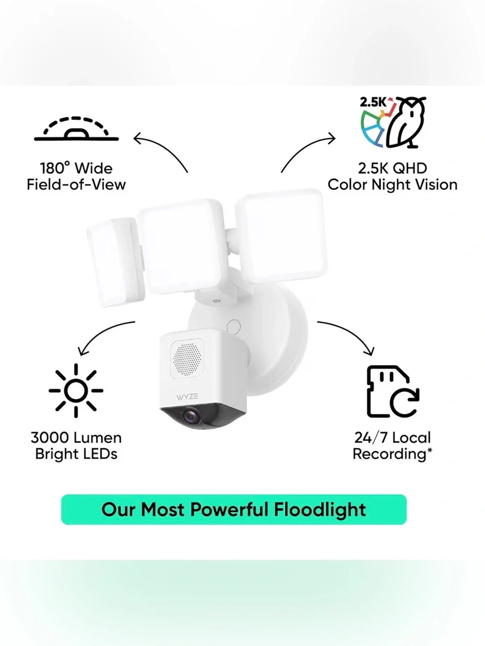 Wyze Cam Floodlight Pro – White Outdoor Security Light with Camera